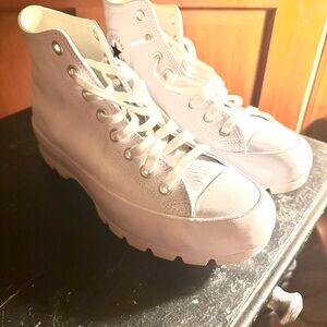 White Leather High-Top Women's Sneakers Converse Lugged Sole